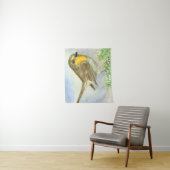 霜の降りたジュニパーの枝にロビンの鳥 タペストリー (インサイチュ)