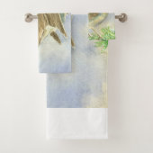 霜の降りたジュニパーの枝にロビンの鳥 バスタオルセット (インサイチュ)