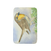 霜の降りたジュニパーの枝にロビンの鳥 バスマット (正面縦)