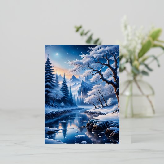 霜の降りたスターダストの冬は魔法だ。空気が合う 箔シーズンポストカード (立ち正面)