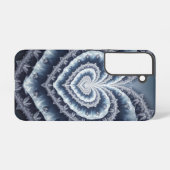 霜の降りたハート冬のレースのフラクタル SAMSUNG GALAXYケース (裏面横)