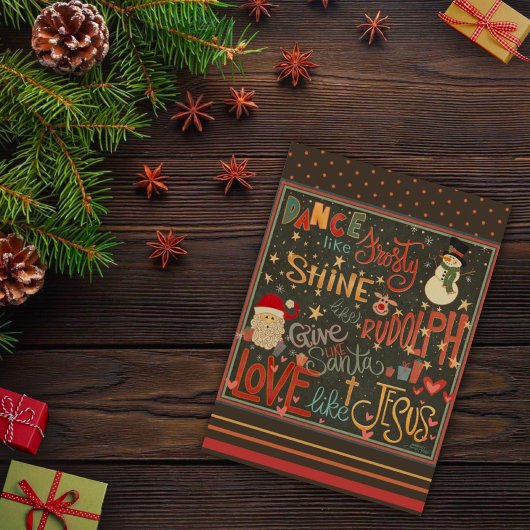 霜の降りたルドルフ・サンタイエス・クリスマス カード