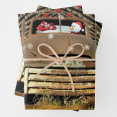 霜の降りたヴィンテージGMCトラックのクリスマス走 ラッピングペーパーシート (インサイチュ)