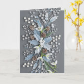 霜の降りた冬のスノードロップの花束 カード (黄色い花)