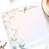 霜の降りた冬の水彩画パーソナライズノート ノートパッド