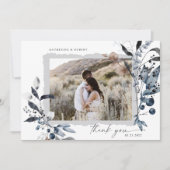 霜の降りた冬フローラお礼結婚カード (正面)