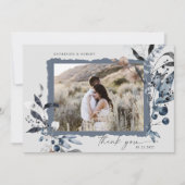 霜の降りた冬フローラお礼結婚カード (正面)