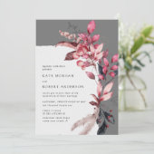 霜の降りた冬赤フローラ結婚式招待状 (スタンド正面)