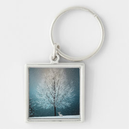 霜の降りた夕べの木 キーホルダー