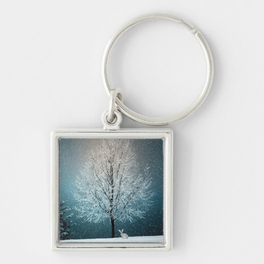 霜の降りた夕べの木 キーホルダー (正面)