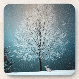 霜の降りた夕べの木 コースター