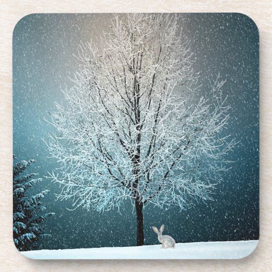 霜の降りた夕べの木 コースター (正面)
