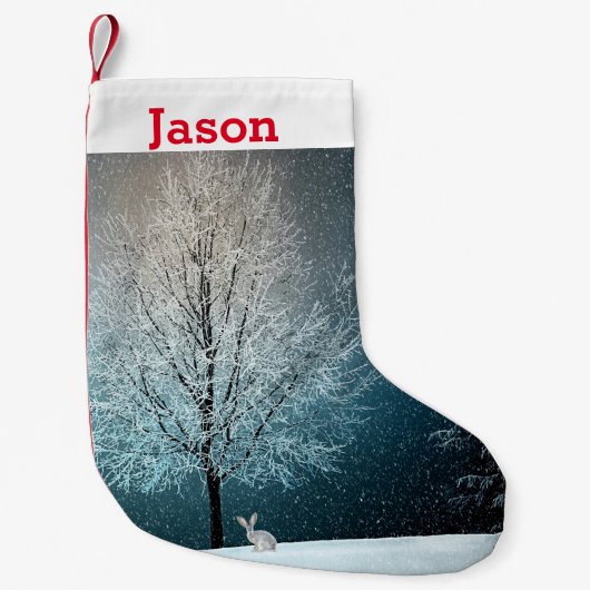 霜の降りた夕べの木 スモールクリスマスストッキング (正面)