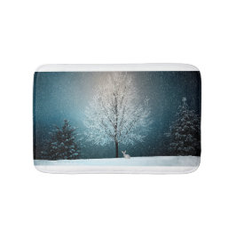 霜の降りた夕べの木 バスマット