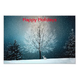 霜の降りた夕べの木 フォトプリント           