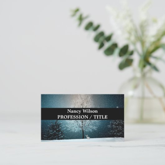 霜の降りた夕べの木 名刺 (スタンド正面)