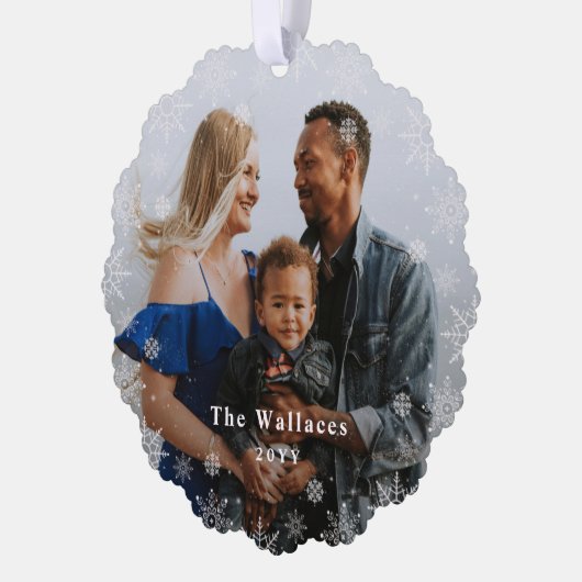 霜の降りた季節の写真オーナメントカード オーナメントカード (左)