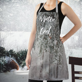 霜の降りた枝と雪をかぶった森 エプロン