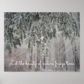 霜の降りた枝と雪をかぶった森 ポスター (正面)
