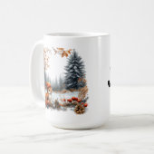 霜の降りた森の個性的な冬のリス コーヒーマグカップ (正面左)