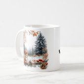 霜の降りた森の個性的な冬のリス コーヒーマグカップ (正面左)