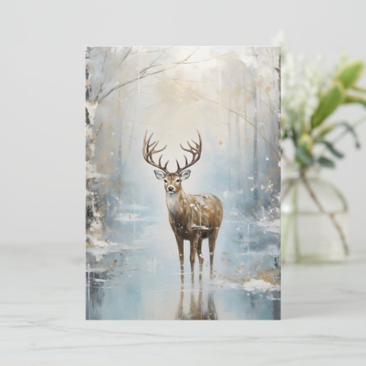 霜の降りた森の野生の鹿 シーズンカード (スタンド正面)