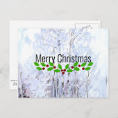 霜の降りた樺の木の木、クリスマスの挨拶 ポストカード (正面/裏面)