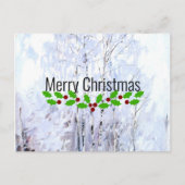 霜の降りた樺の木の木、クリスマスの挨拶 ポストカード (正面)