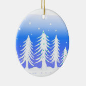 霜の降りた白いクリスマスツリー セラミックオーナメント (右)