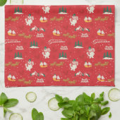 霜の降りた皆さんのお気に入りの雪だるま キッチンタオル (折り畳み)