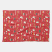 霜の降りた皆さんのお気に入りの雪だるま キッチンタオル (横)