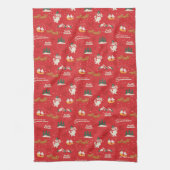 霜の降りた皆さんのお気に入りの雪だるま キッチンタオル (縦)