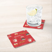 霜の降りた皆さんのお気に入りの雪だるま スクエアペーパーコースター (インサイチュ)