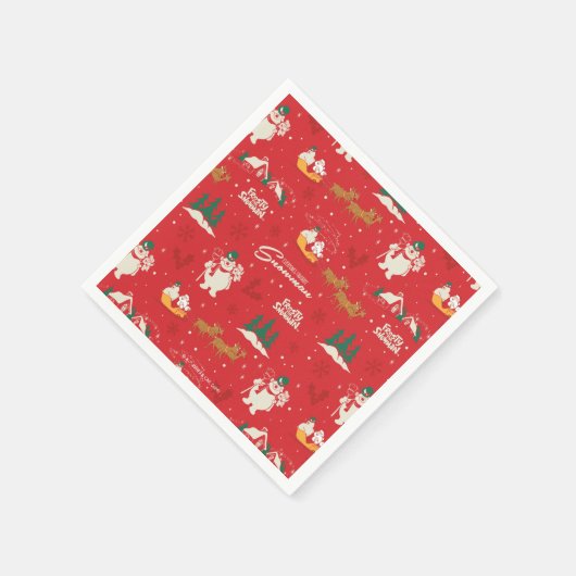 霜の降りた皆さんのお気に入りの雪だるま スタンダードカクテルナプキン (角)