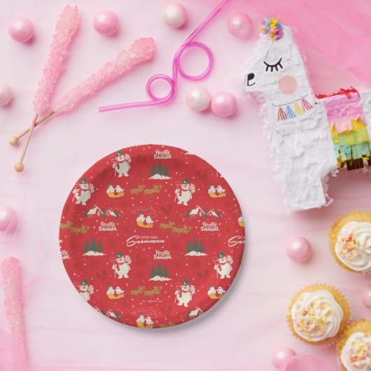 霜の降りた皆さんのお気に入りの雪だるま ペーパープレート (パーティー)