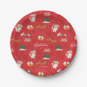 霜の降りた皆さんのお気に入りの雪だるま ペーパープレート (正面)