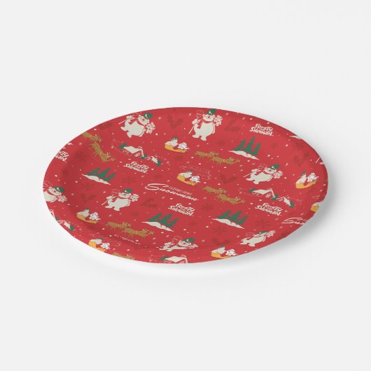 霜の降りた皆さんのお気に入りの雪だるま ペーパープレート (アングル)