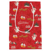 霜の降りた皆さんのお気に入りの雪だるま ミディアムペーパーバッグ (正面)