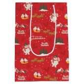 霜の降りた皆さんのお気に入りの雪だるま ミディアムペーパーバッグ (裏面)