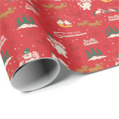 霜の降りた皆さんのお気に入りの雪だるま ラッピングペーパー (ロールコーナー)