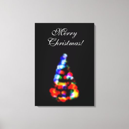 霜の降りた窓を通るクリスマスツリーの光 キャンバスプリント (正面)