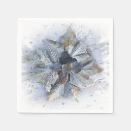 霜の降りた葉冬の雪の灰色の白茶色 スタンダードカクテルナプキン