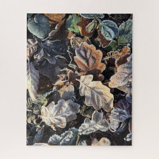 霜の降りた葉 ジグソーパズル (縦)