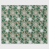 霜の降りた金ゴールドトリミング雪片ラッピング紙 ラッピングペーパー (フラット)