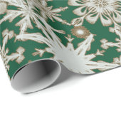 霜の降りた金ゴールドトリミング雪片ラッピング紙 ラッピングペーパー (ロールコーナー)