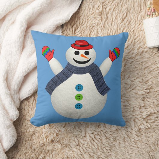 霜の降りた雪だるまのクリスマスの枕 クッション (ブランケット)