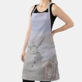 霜の降りた雪だるまアットザビーチラージエプロン エプロン (インサイチュ)