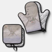 霜の降りた雪だるまアットザビーチ媒体抱き枕 鍋つかみ&鍋敷きセット (正面/裏面)
