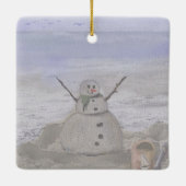 霜の降りた雪だるまアットザビーチ セラミックオーナメント (裏面)