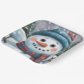 霜の降りた雪だるま紙プレート ペーパープレート (傾斜あり)